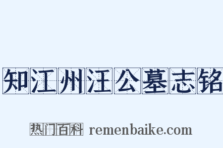 知江州汪公墓志铭是什么意思的图片